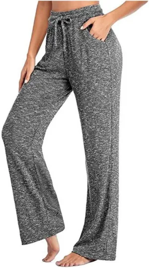 Muyise Womens Comfy Lounge Pants Loose Yoga Pants Wide Leg Casual Lightweight Drawstring Palazzo Pajama Pants with Pockets