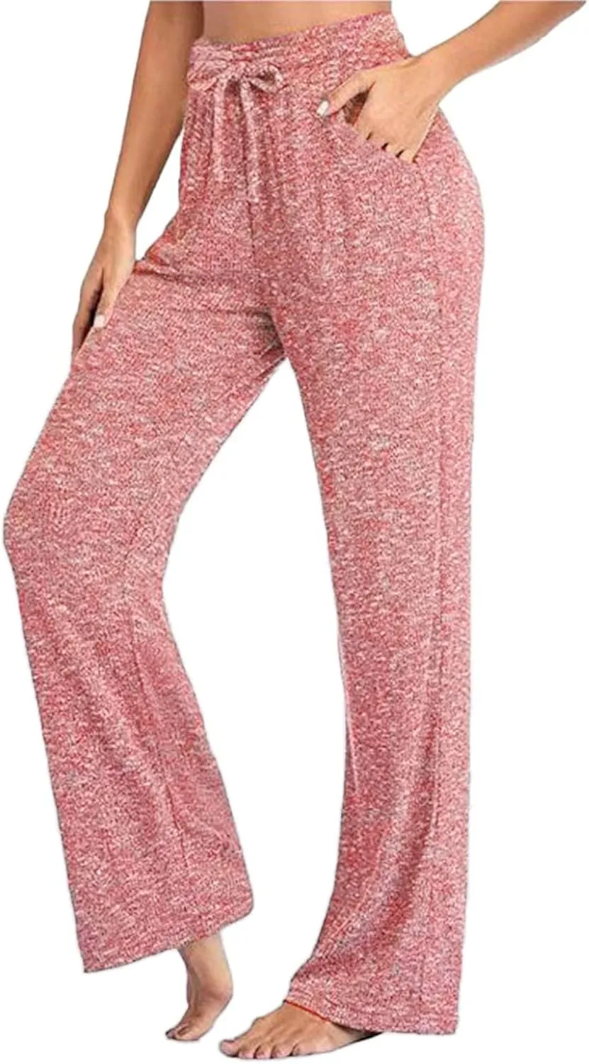 Muyise Womens Comfy Lounge Pants Loose Yoga Pants Wide Leg Casual Lightweight Drawstring Palazzo Pajama Pants with Pockets