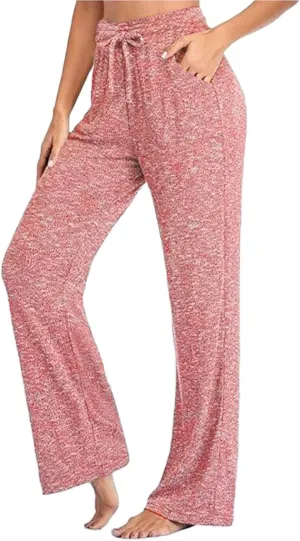 Muyise Womens Comfy Lounge Pants Loose Yoga Pants Wide Leg Casual Lightweight Drawstring Palazzo Pajama Pants with Pockets
