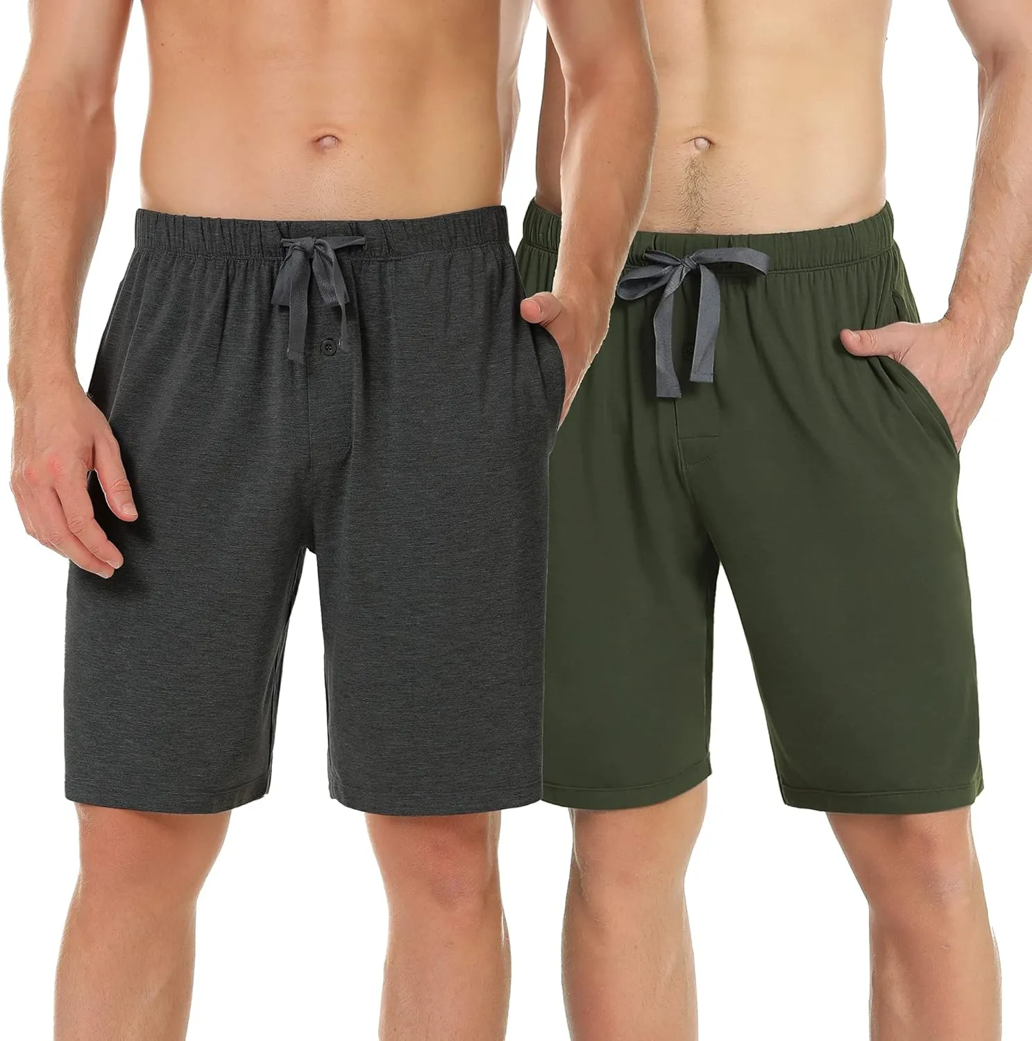 NACHILA Men's 2 Pack Pajama Shorts Sleep Shorts Soft Pajama Bottoms Comfy Lounge Short,Viscose Made from Bamboo