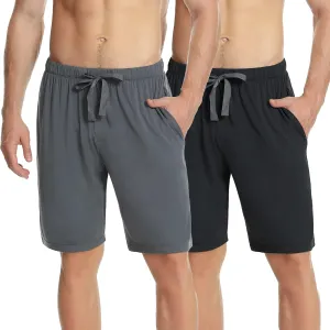 NACHILA Men's 2 Pack Pajama Shorts Sleep Shorts Soft Pajama Bottoms Comfy Lounge Short,Viscose Made from Bamboo