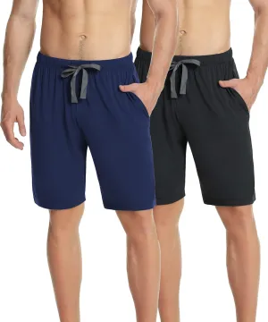 NACHILA Men's 2 Pack Pajama Shorts Sleep Shorts Soft Pajama Bottoms Comfy Lounge Short,Viscose Made from Bamboo