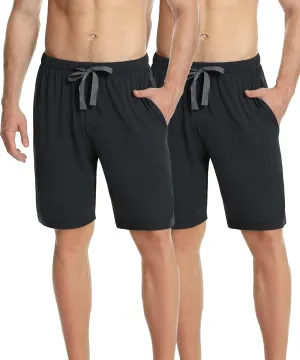 NACHILA Men's 2 Pack Pajama Shorts Sleep Shorts Soft Pajama Bottoms Comfy Lounge Short,Viscose Made from Bamboo
