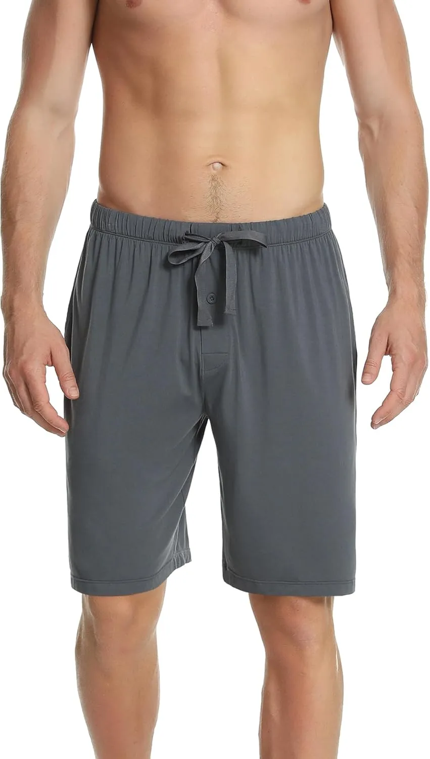 NACHILA Men's 2 Pack Pajama Shorts Sleep Shorts Soft Pajama Bottoms Comfy Lounge Short,Viscose Made from Bamboo