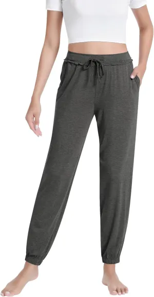 NACHILA Pajama Pants for Women-Viscose Made from Bamboo, Joggers Pants with Pockets Tapered Sweatpants Stretchy Lounge Pants