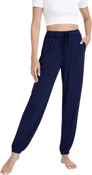 NACHILA Pajama Pants for Women-Viscose Made from Bamboo, Joggers Pants with Pockets Tapered Sweatpants Stretchy Lounge Pants