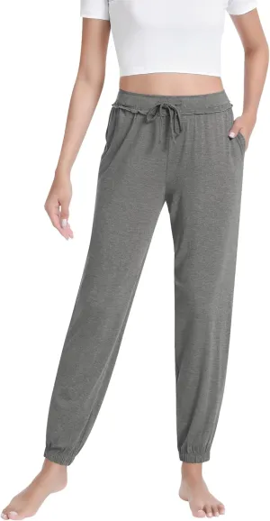 NACHILA Pajama Pants for Women-Viscose Made from Bamboo, Joggers Pants with Pockets Tapered Sweatpants Stretchy Lounge Pants