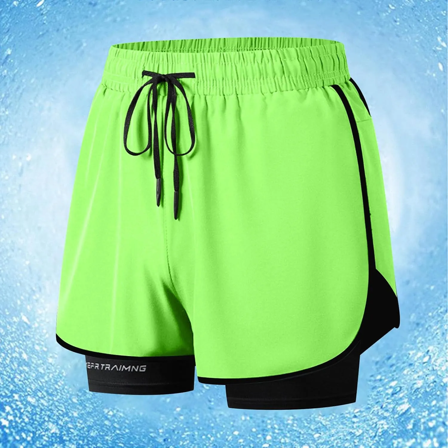 NATHGAM Men's 2 in 1 Running Shorts Quick Dry Workout Gym Short Pants with Compression Liner Tennis Training Athletic Shorts