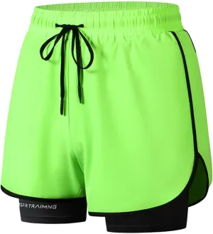 NATHGAM Men's 2 in 1 Running Shorts Quick Dry Workout Gym Short Pants with Compression Liner Tennis Training Athletic Shorts