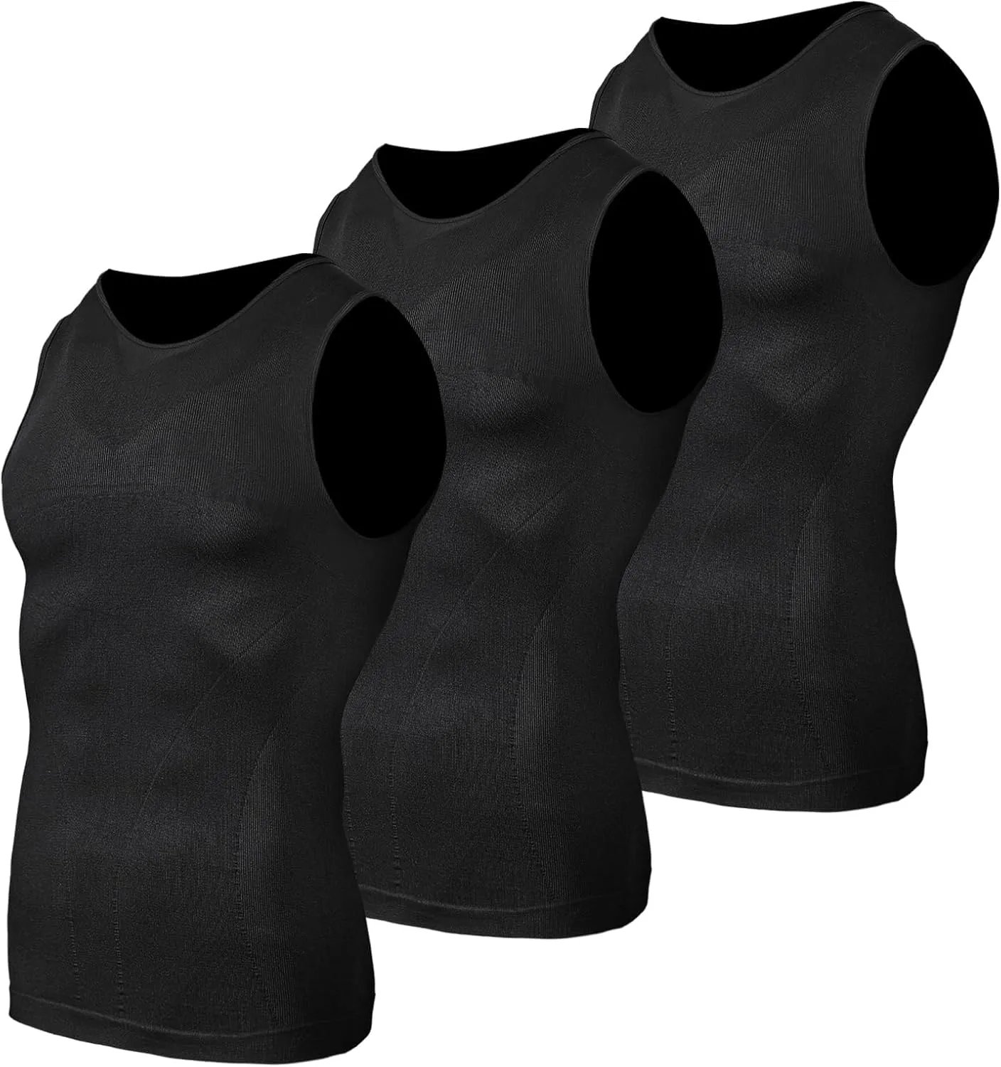 Odoland 3 Pack Men Compression Shirt, Tummy Control Slimming Undershirt Tank Top Men Body Shaper