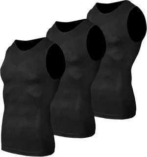 Odoland 3 Pack Men Compression Shirt, Tummy Control Slimming Undershirt Tank Top Men Body Shaper
