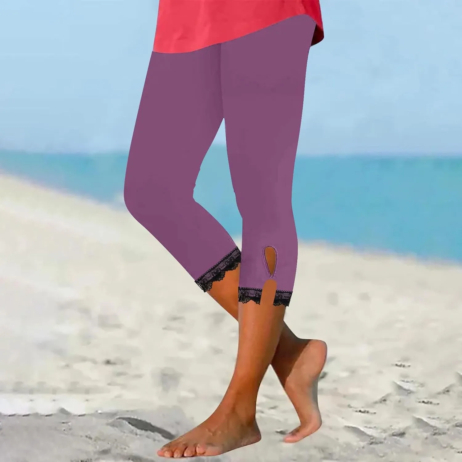 Omens Capris for Summer Dressy Cropped High Waist Yoga Pants Comfy Stretchy Leggings Workout Compression Pant