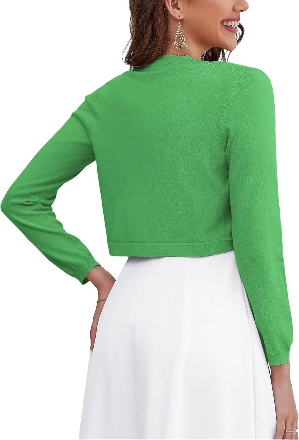 OmicGot Women's Long Sleeve Cardigan Knit Sweaters Cropped Open Front Bolero Shrug for Dresses S-XL