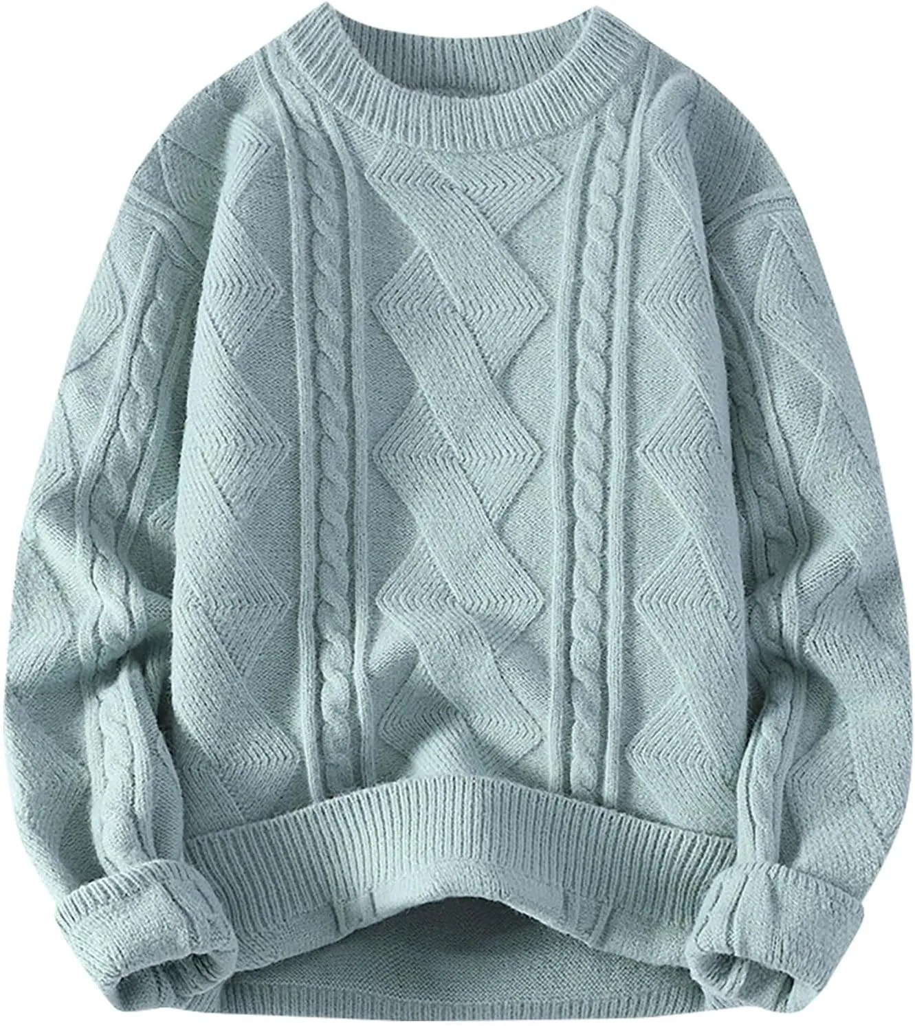 Oversized Cable Knitted Sweaters for Women Stretch Soft Pullover Top Solid Color Fashion Knit Sweater Shirt