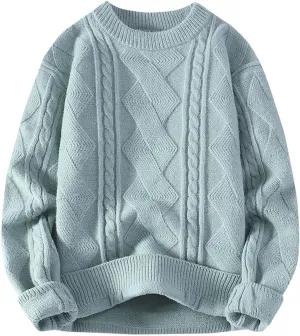 Oversized Cable Knitted Sweaters for Women Stretch Soft Pullover Top Solid Color Fashion Knit Sweater Shirt