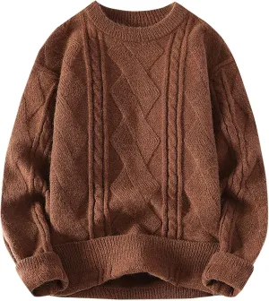 Oversized Cable Knitted Sweaters for Women Stretch Soft Pullover Top Solid Color Fashion Knit Sweater Shirt