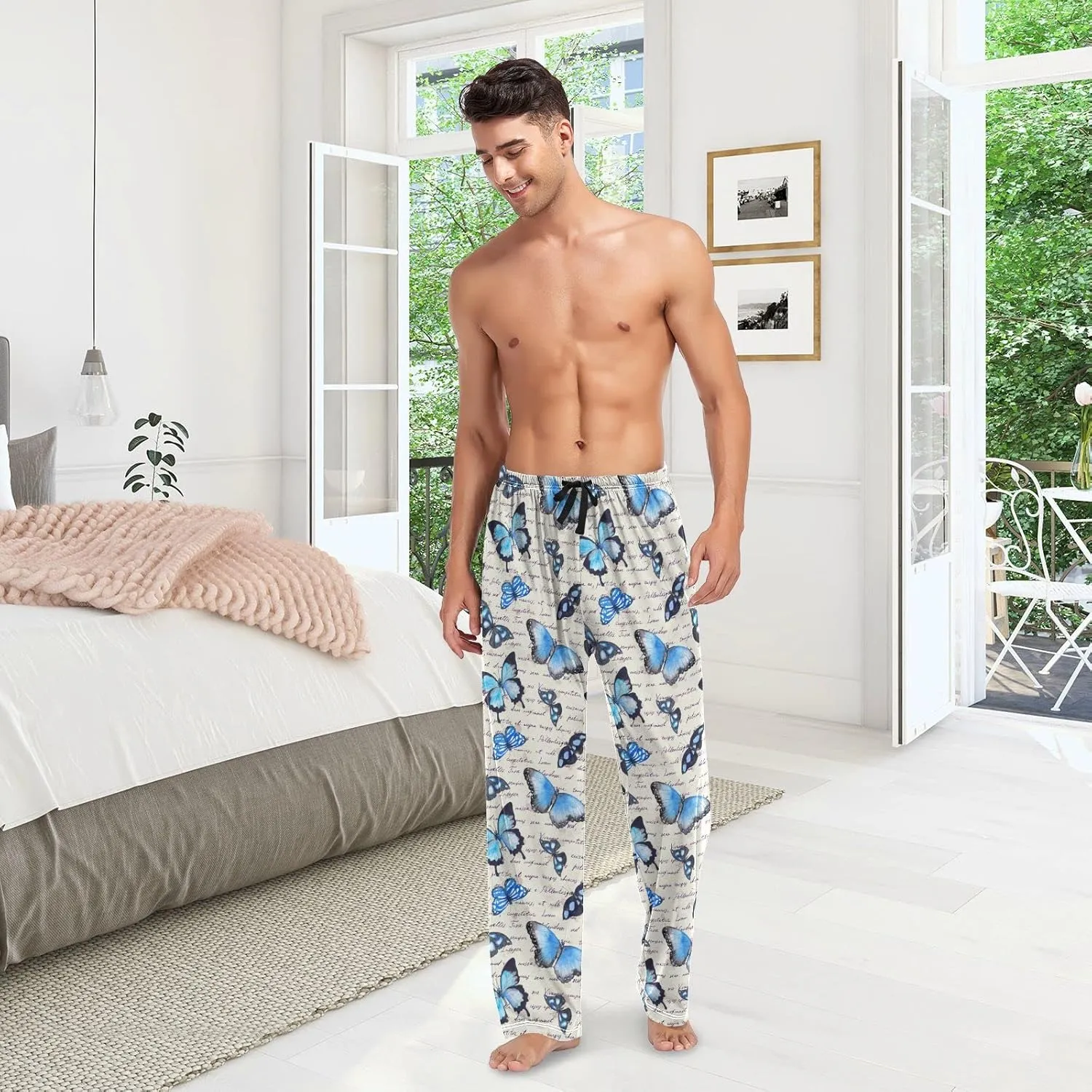 Oyihfvs Men's Pajama Pants Elastic Waistband Lounge Pants Sleep Pants with Pockets