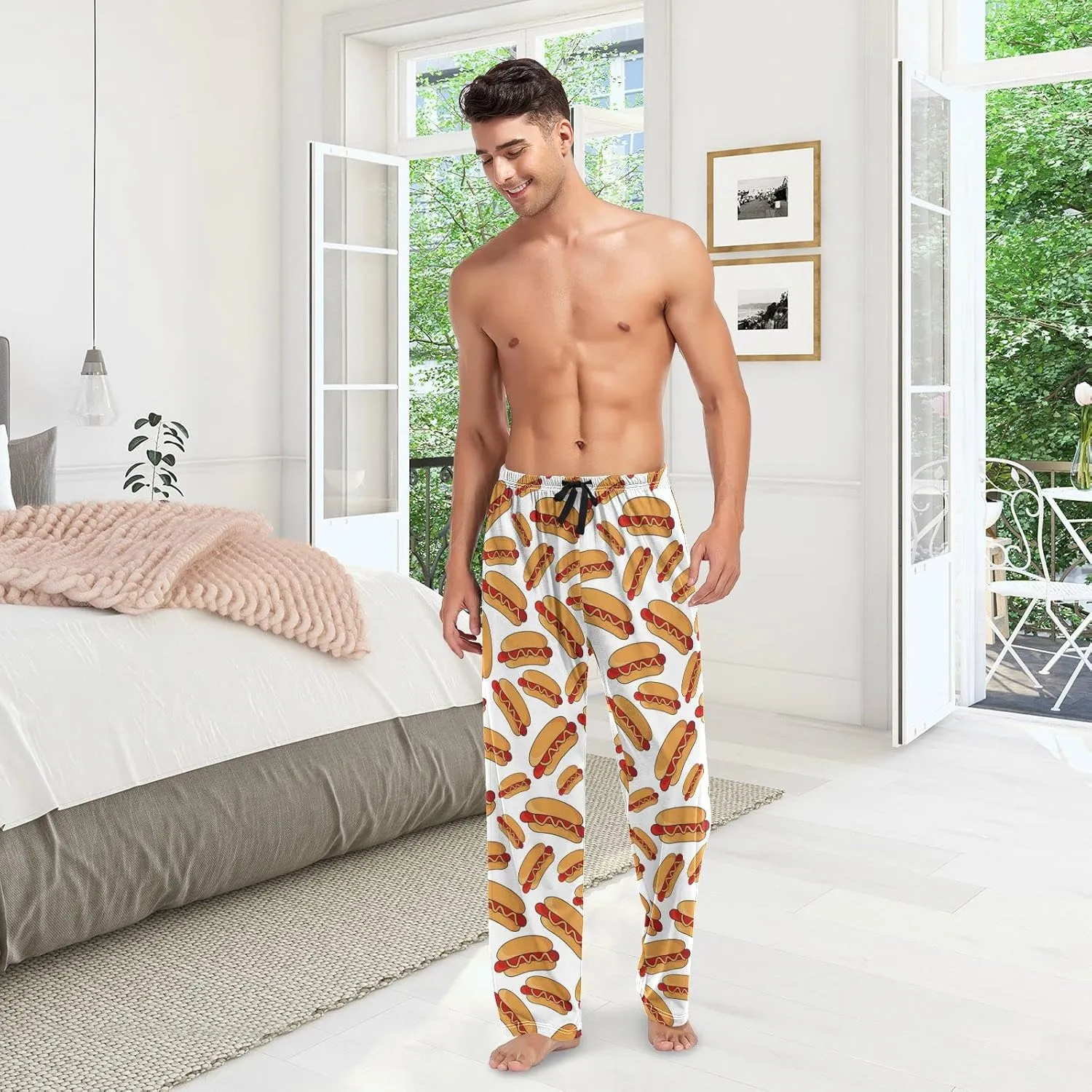 Oyihfvs Men's Pajama Pants Elastic Waistband Lounge Pants Sleep Pants with Pockets