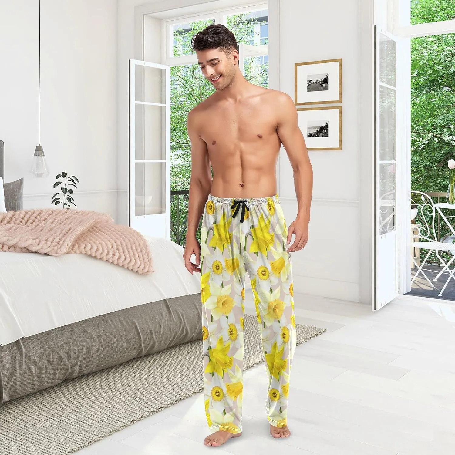 Oyihfvs Men's Pajama Pants Elastic Waistband Lounge Pants Sleep Pants with Pockets