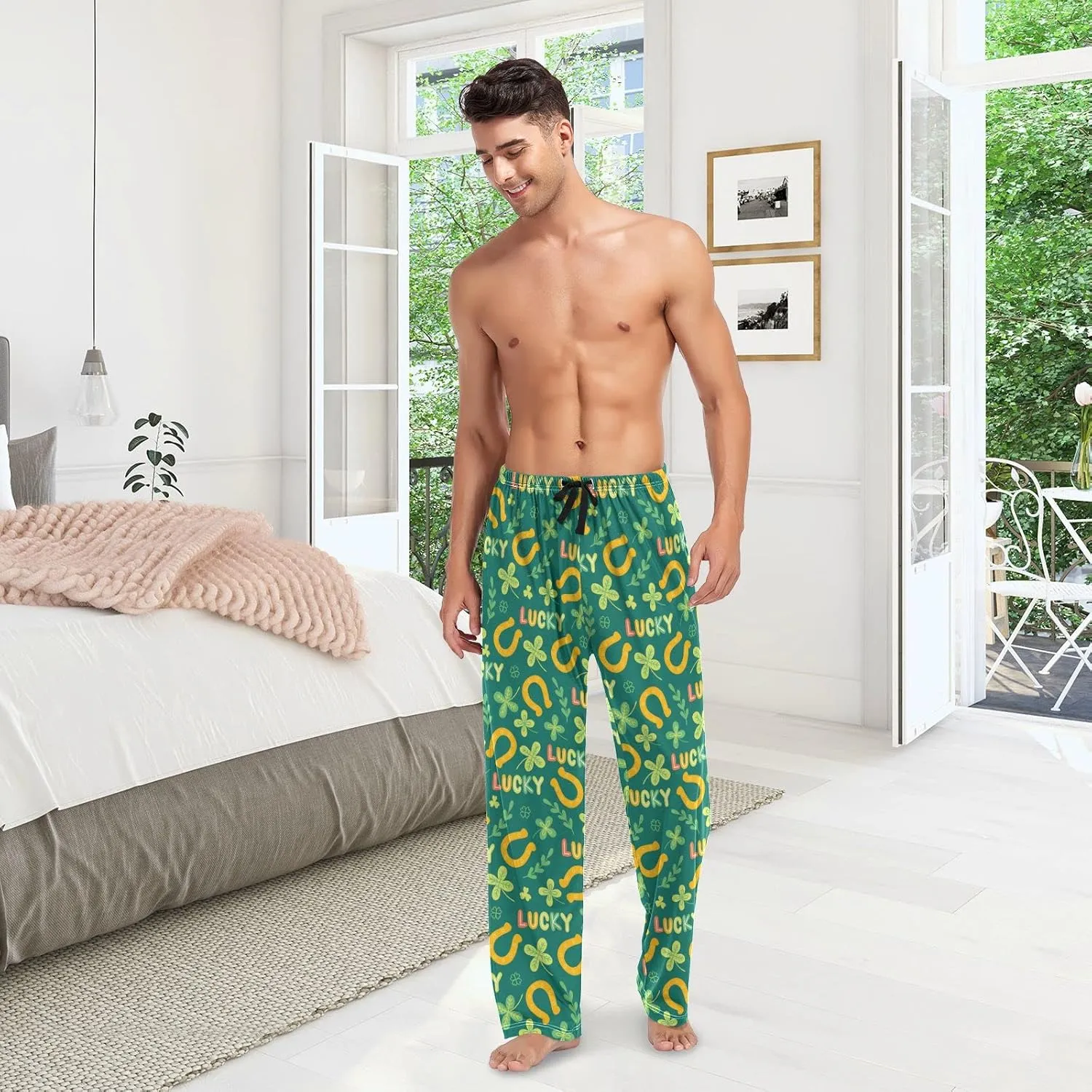 Oyihfvs Men's Pajama Pants Elastic Waistband Lounge Pants Sleep Pants with Pockets