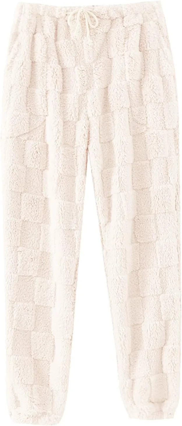 Pajama Pants Women Comfy Warm Flannel Pajama Lounge Fleece Long Pants Christmas Sleepwear Home Pants with Pockets