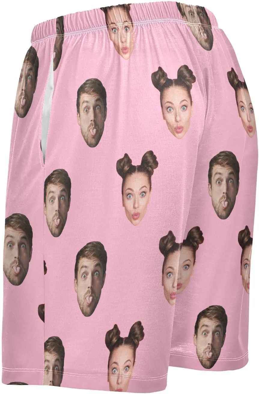 Personalized Mens Pajama Shorts Custom Face Lounge Sleep Shorts Men's Sleepwear for Men