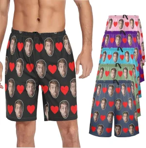 Personalized Mens Pajama Shorts Custom Face Lounge Sleep Shorts Men's Sleepwear for Men