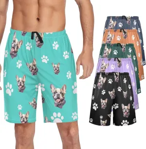 Personalized Mens Pajama Shorts Custom Face Lounge Sleep Shorts Men's Sleepwear for Men