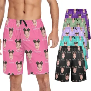 Personalized Mens Pajama Shorts Custom Face Lounge Sleep Shorts Men's Sleepwear for Men