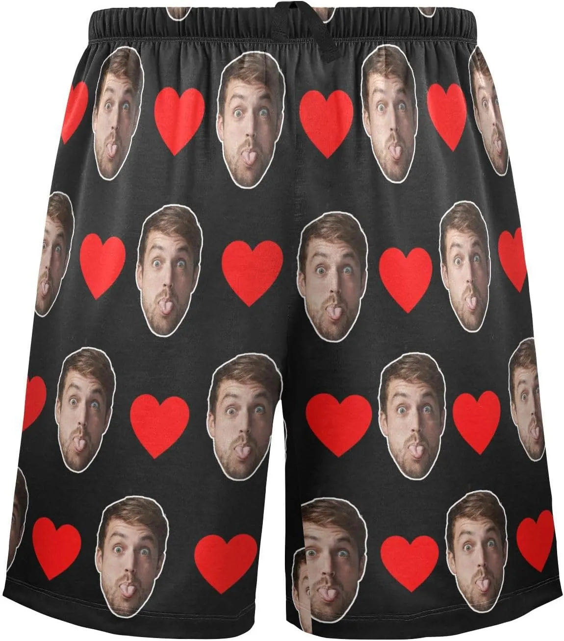 Personalized Mens Pajama Shorts Custom Face Lounge Sleep Shorts Men's Sleepwear for Men