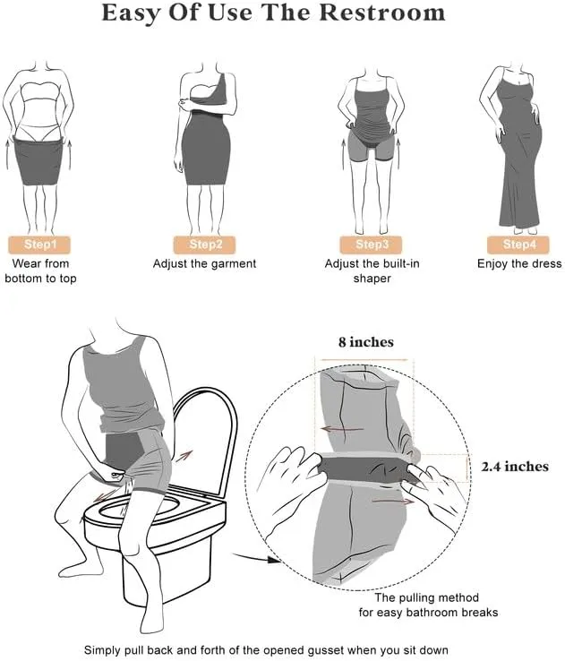 Popilush Shapewear Dress Built in Bra Halter Neck Sleeveless Backless A-Line Wedding Guest Midi Dresses for Women