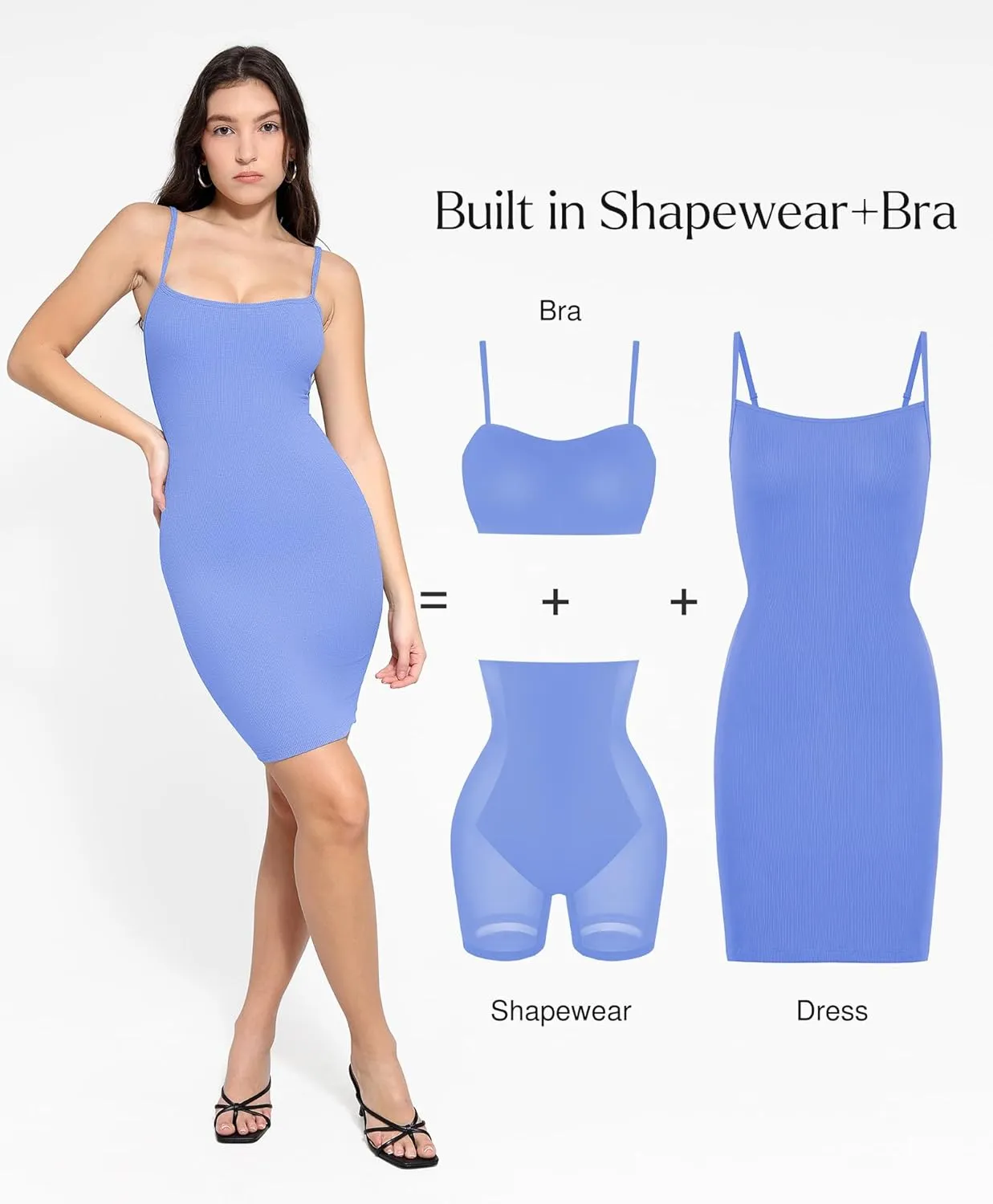 Popilush Summer Dresses for Women 2025 - Club Dress Cocktail Shapewear Mini Dress Spaghetti Straps Dinner Date Night Bodycon