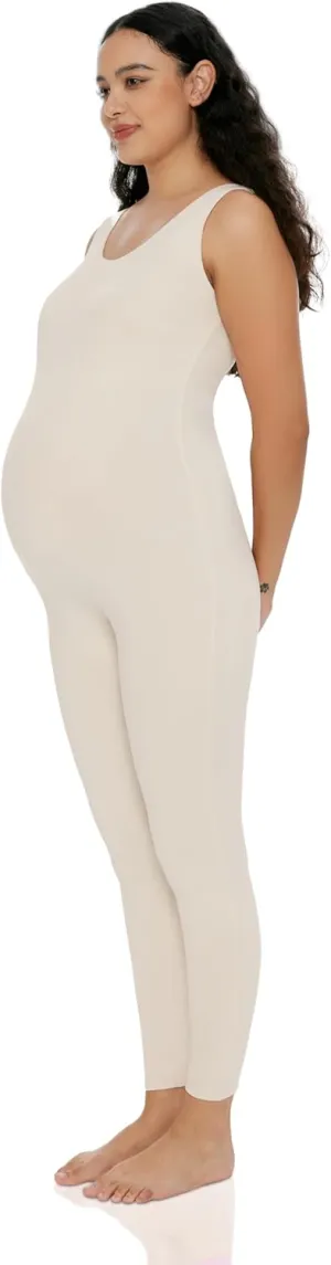 POSHDIVAH Women's Maternity Jumpsuit Romper Pregnancy Leggings Sleeveless Tank Top Bodycon Bodysuit Shapewear