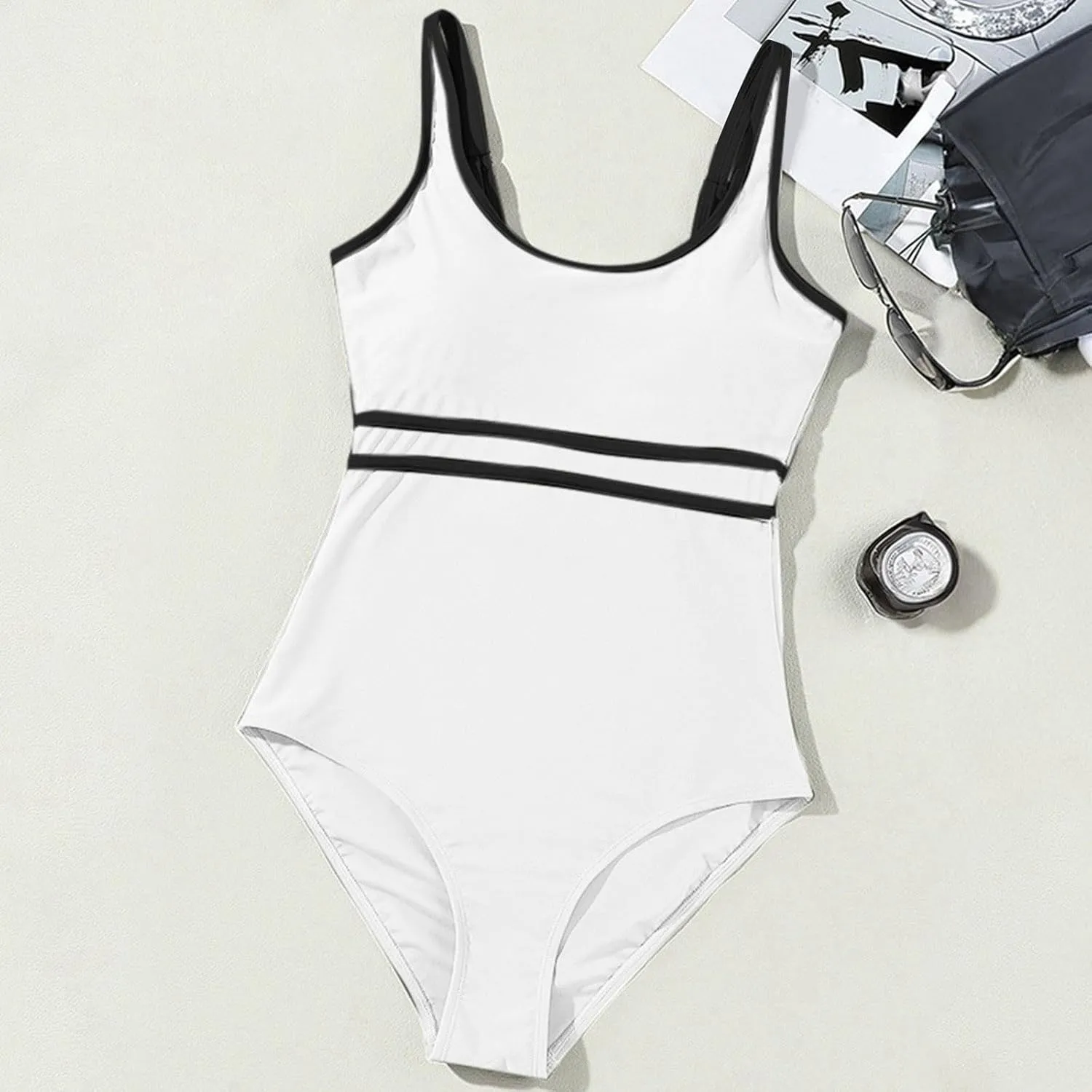 PTOLOCIF Bathing Suit for Women One Piece Sexy Mesh High Neck Bathing Suit Color Block Tummy Control Swim Suit Swimwear
