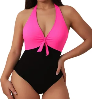 PTOLOCIF Womens Bathing Suit One Piece Deep V Neck Push up Swimsuits Tummy Control Swimwear Modest Plus Size Vacationt Outfit