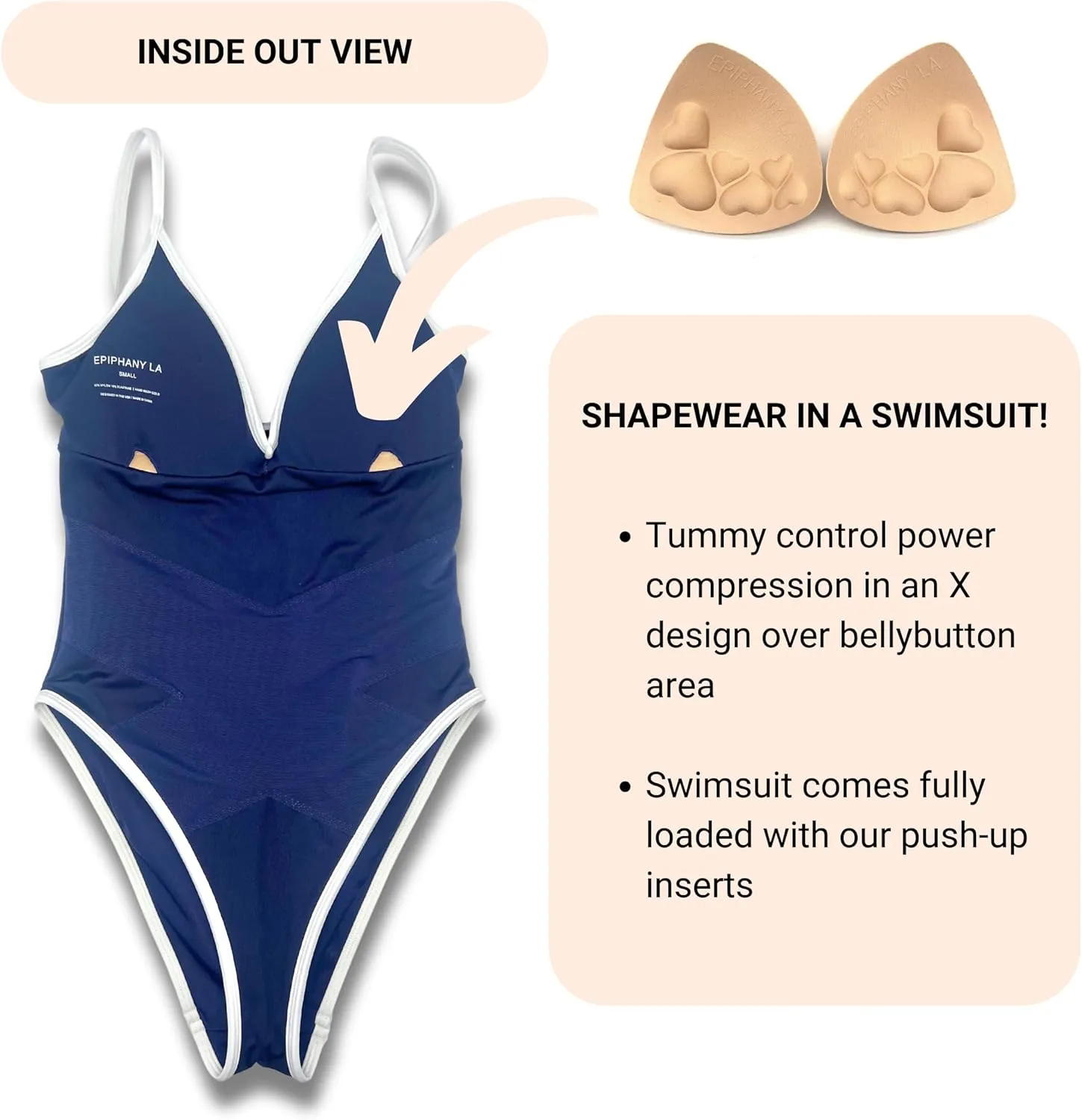Push Up & Tummy Control, Shapewear One Piece Swimsuit with Lace Up Back Detail