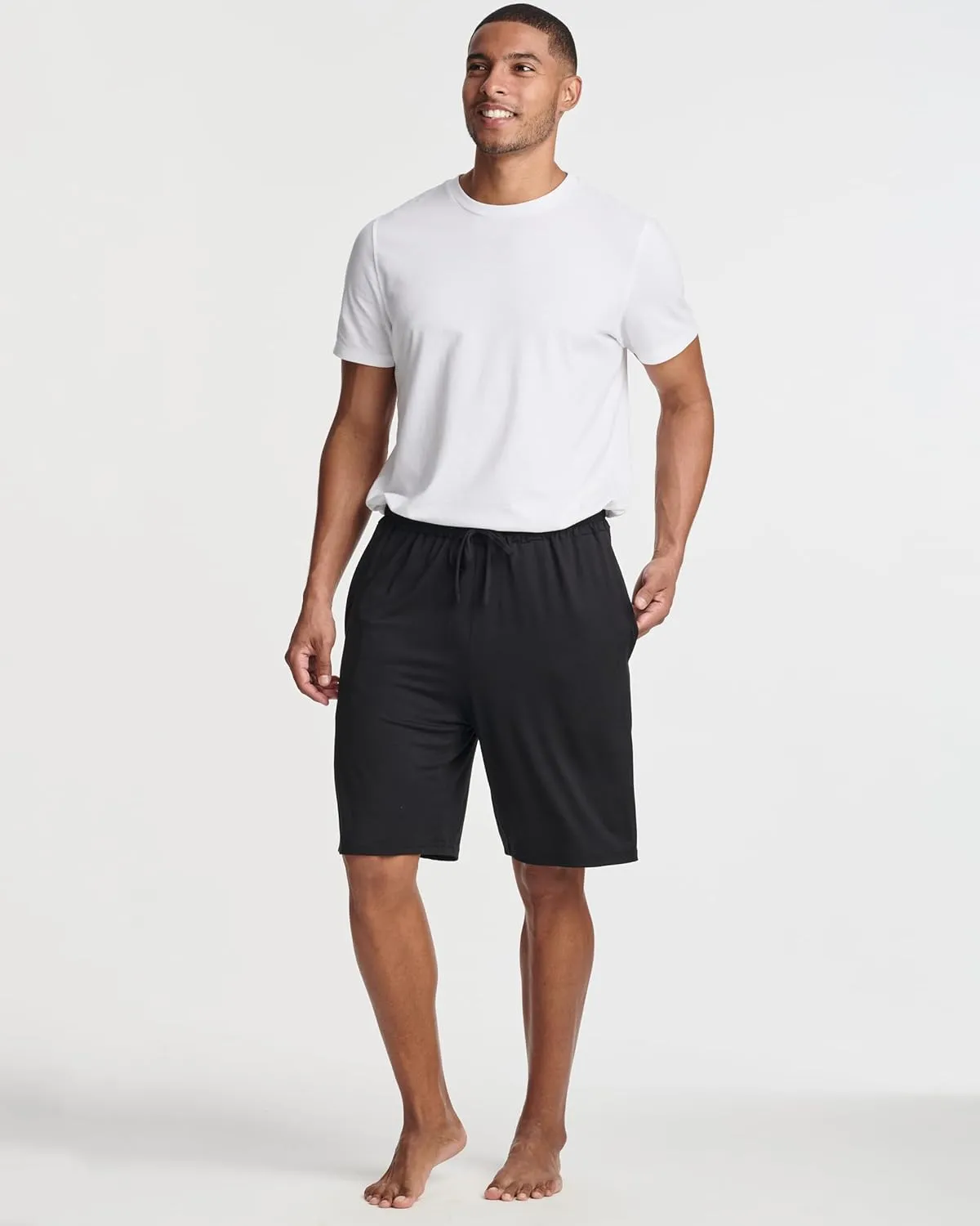 Real Essentials 3 Pack: Men's Soft Lounge Pajama Bottoms Shorts with Pockets Breathable Cool Fabric (Available in Big & Tall)