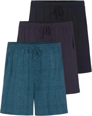 Real Essentials 3 Pack: Men's Soft Lounge Pajama Bottoms Shorts with Pockets Breathable Cool Fabric (Available in Big & Tall)