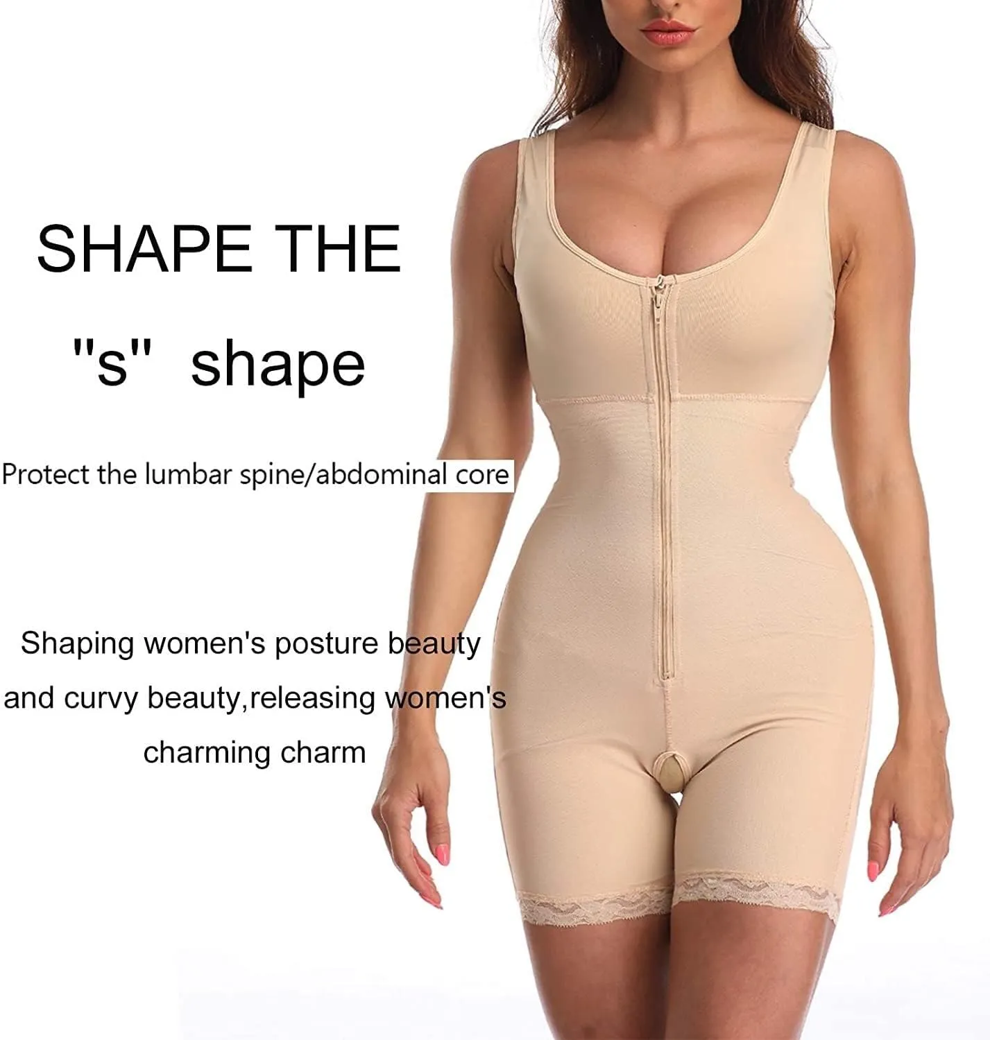 Safety Certification Womens Waist Trainer Shapewear, Anti Cellulite Bodysuit, Breathable Butt Lifter Underwear(Color:Black,Size:Large)