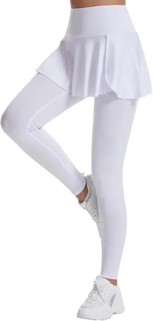 Scrunch Butt Leggings for Women Tummy Control High Waist Slim Gym Sports Yoga Leggings with Skirts Athletic Running