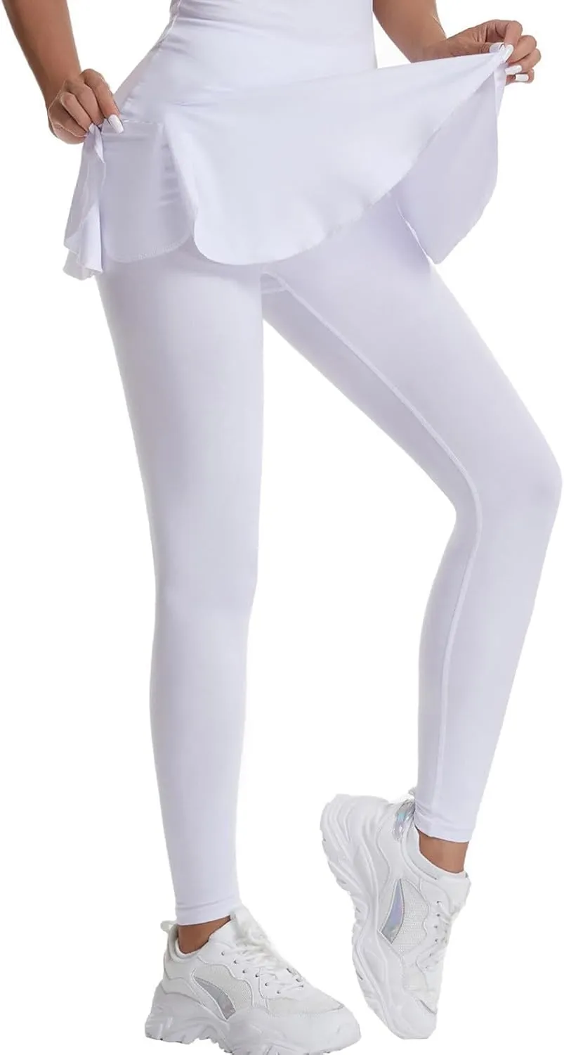 Scrunch Butt Leggings for Women Tummy Control High Waist Slim Gym Sports Yoga Leggings with Skirts Athletic Running