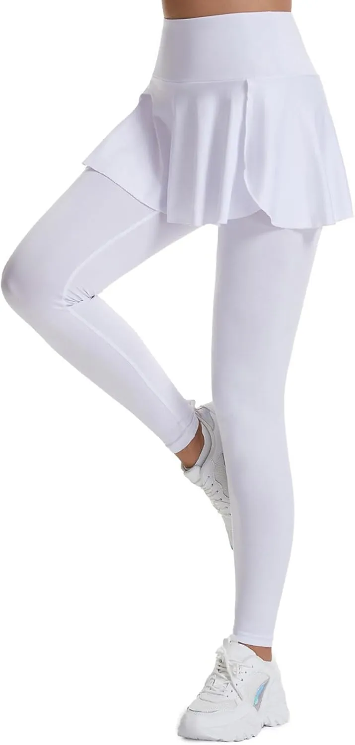 Scrunch Butt Leggings for Women Tummy Control High Waist Slim Gym Sports Yoga Leggings with Skirts Athletic Running