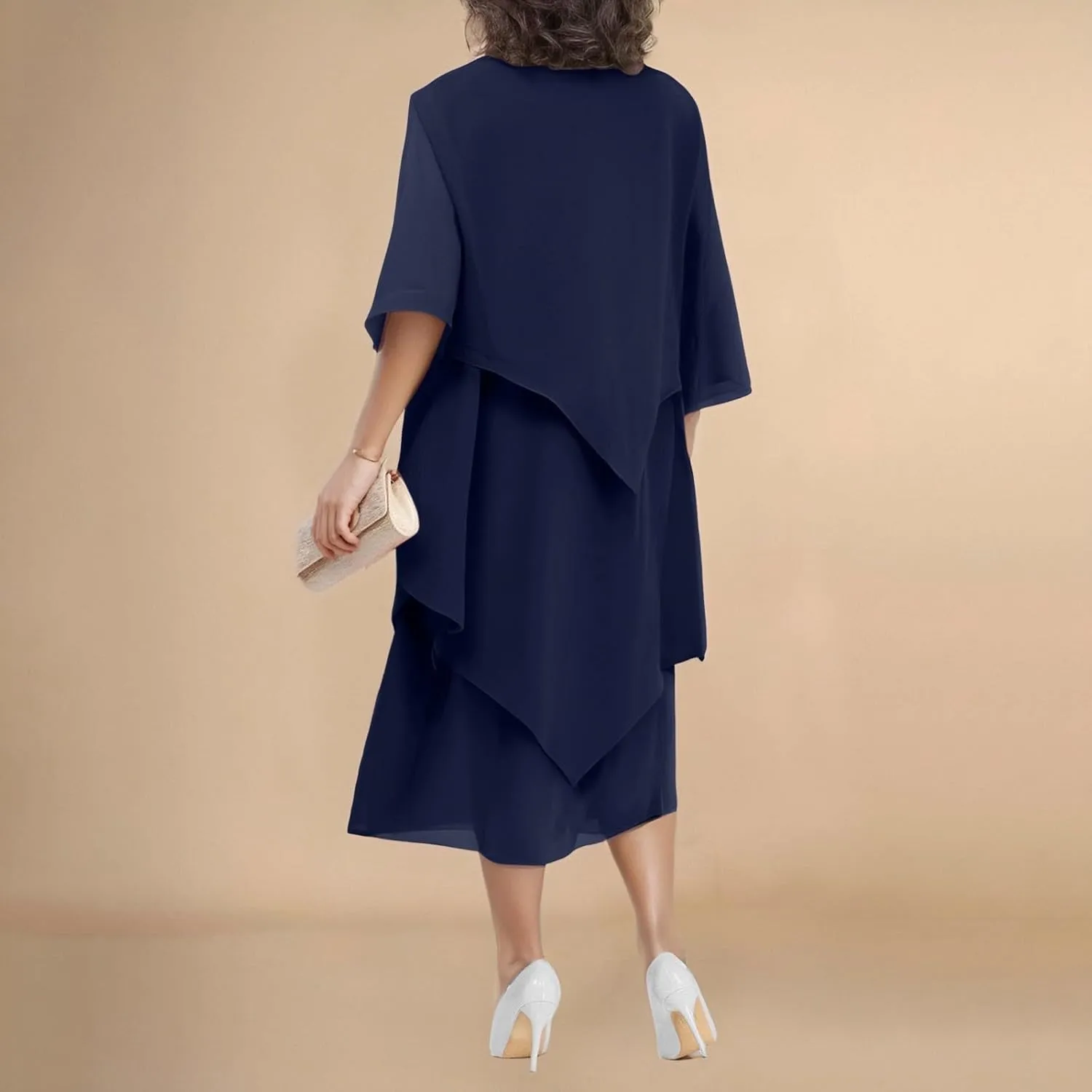 Semi Formal Dresses for Women Plus Size Casual Half Sleeve Flowy Midi Funeral Dress Wedding Spring Country Concert Outfits