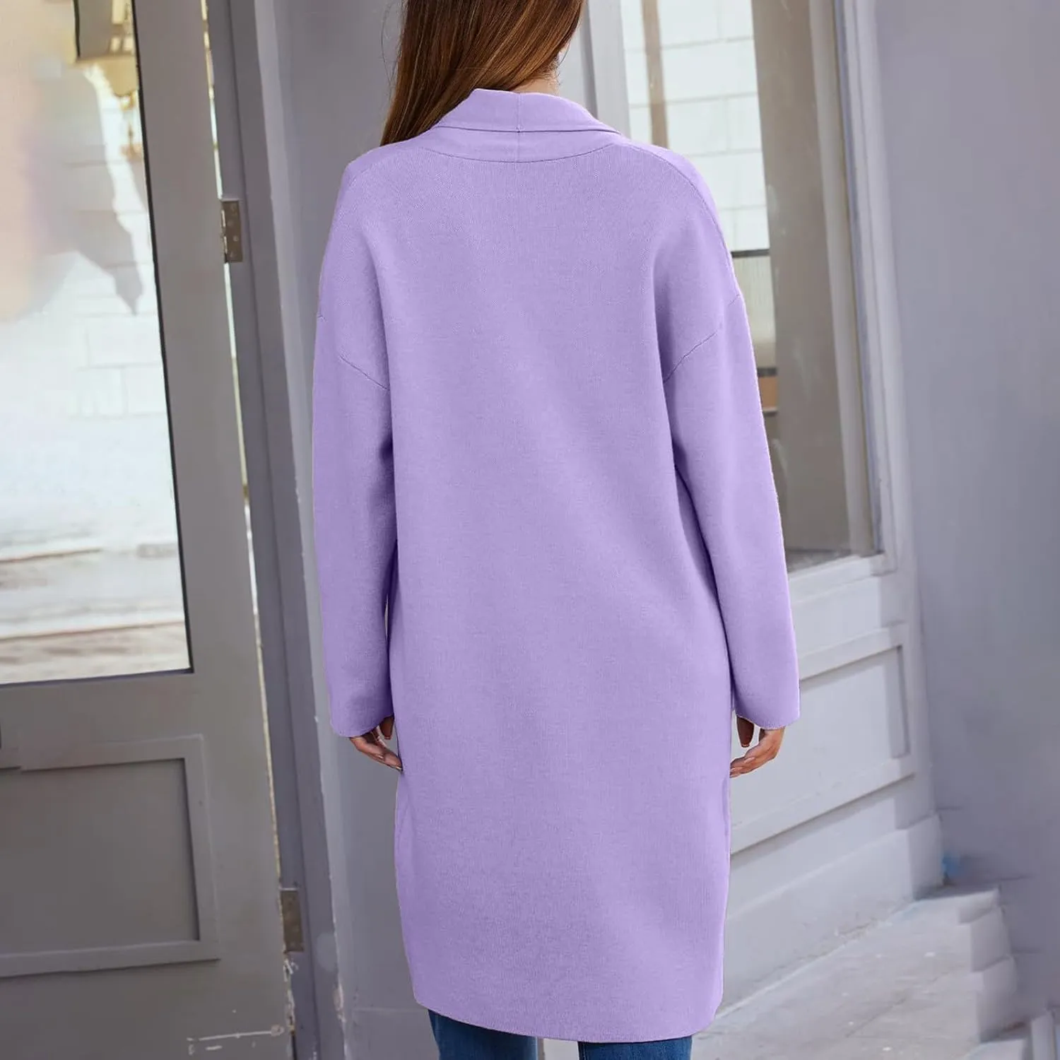 SHAOBGE Cardigan Sweaters for Women Women's Autumn and Winter Solid Color Fashionable Thin Lapel Long Womens