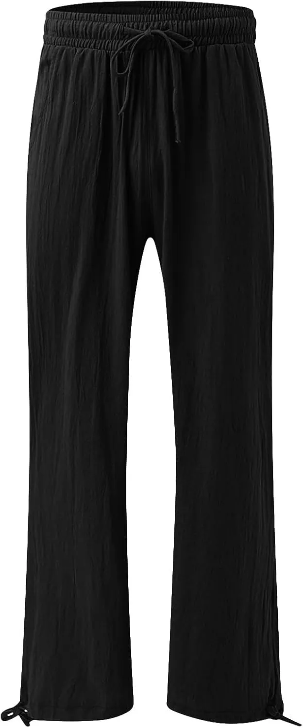 SHAOBGE Linen Pants Women Comfy Flowy Wide Leg Pants Trousers Summer High Waisted Beach Palazzo Pants with Pockets 2024