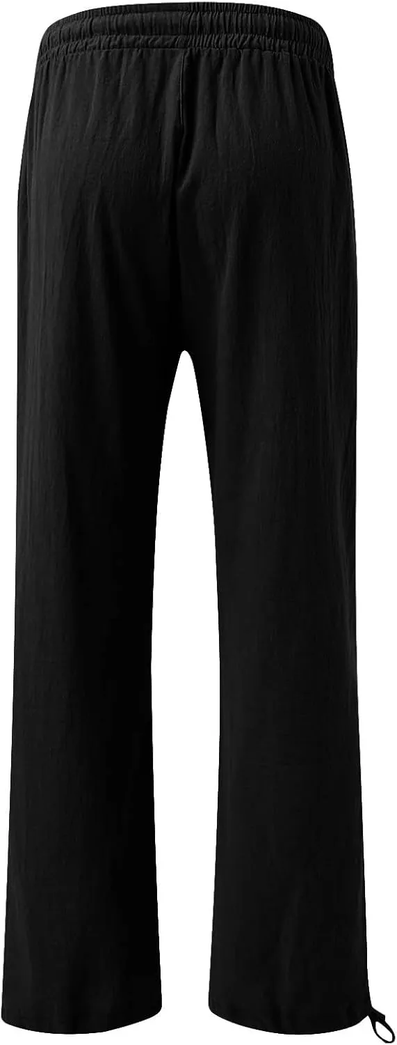 SHAOBGE Linen Pants Women Comfy Flowy Wide Leg Pants Trousers Summer High Waisted Beach Palazzo Pants with Pockets 2024