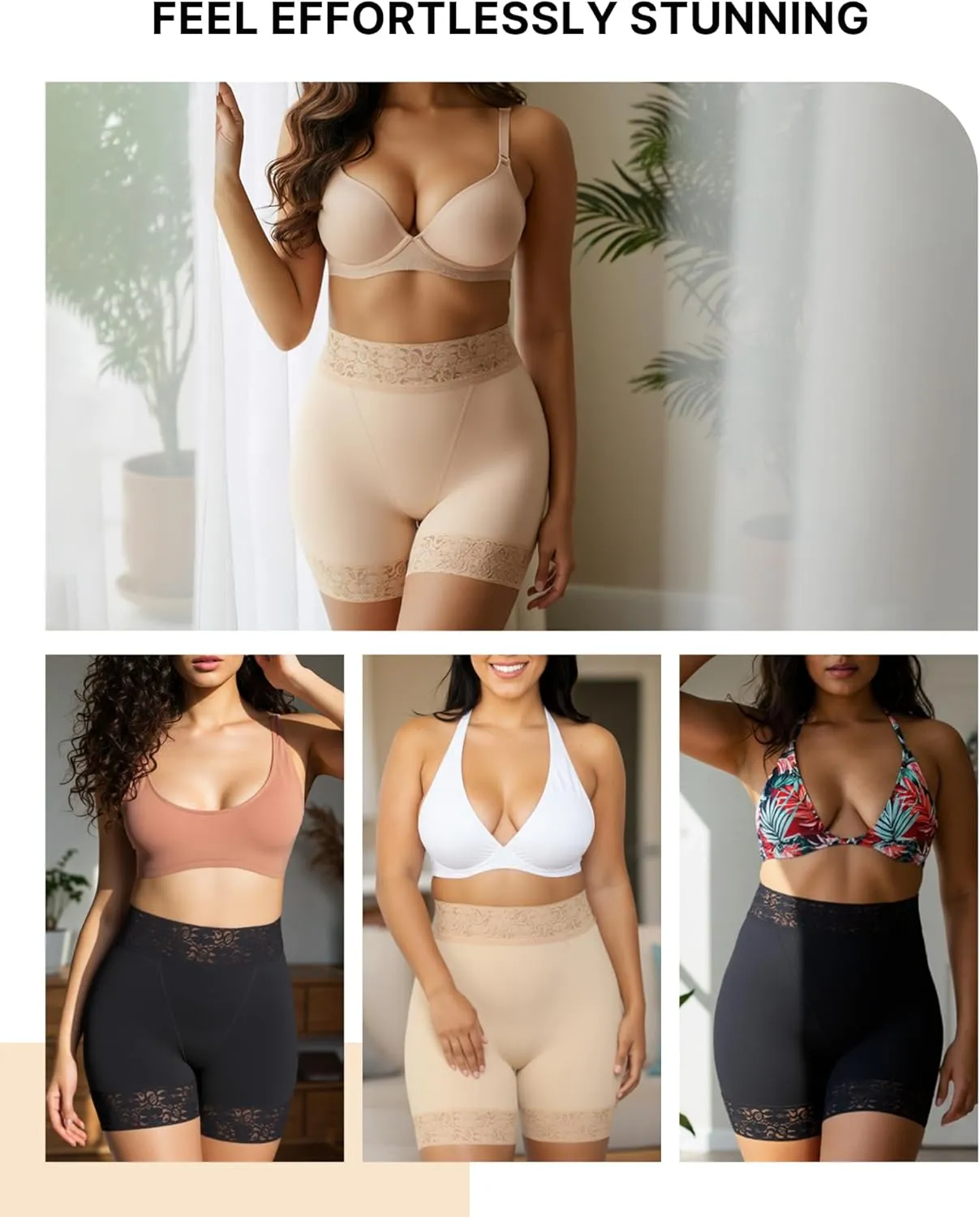 SHAPELLX Butt Lifting Shapewear For Women Tummy Control Faja Shaping Shorts Thigh Slimming Panties Mid Waisted Shaper