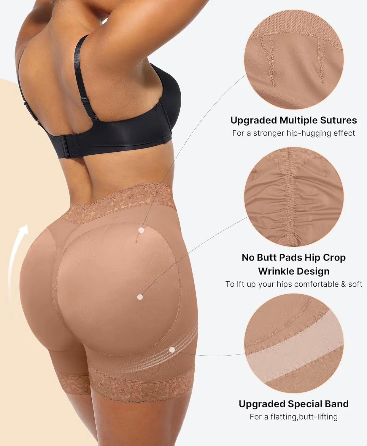 SHAPELLX Butt Lifting Shapewear For Women Tummy Control Faja Shaping Shorts Thigh Slimming Panties Mid Waisted Shaper