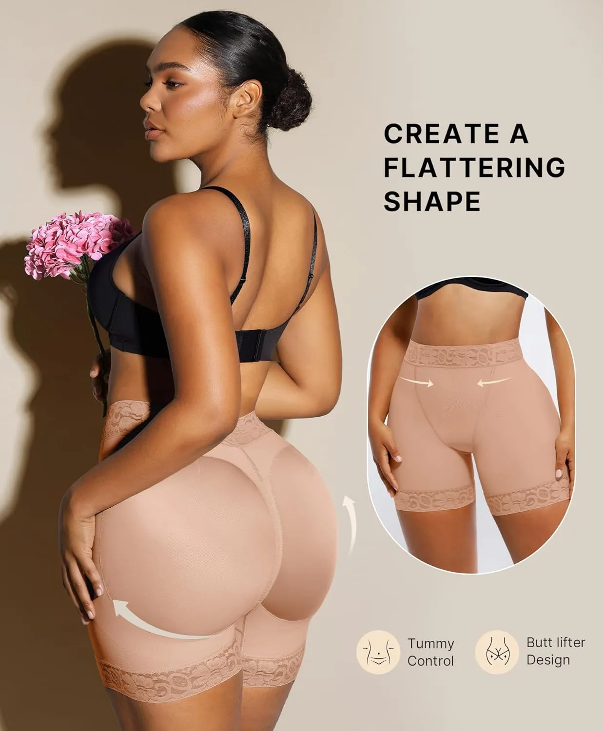 SHAPELLX Butt Lifting Shapewear For Women Tummy Control Faja Shaping Shorts Thigh Slimming Panties Mid Waisted Shaper
