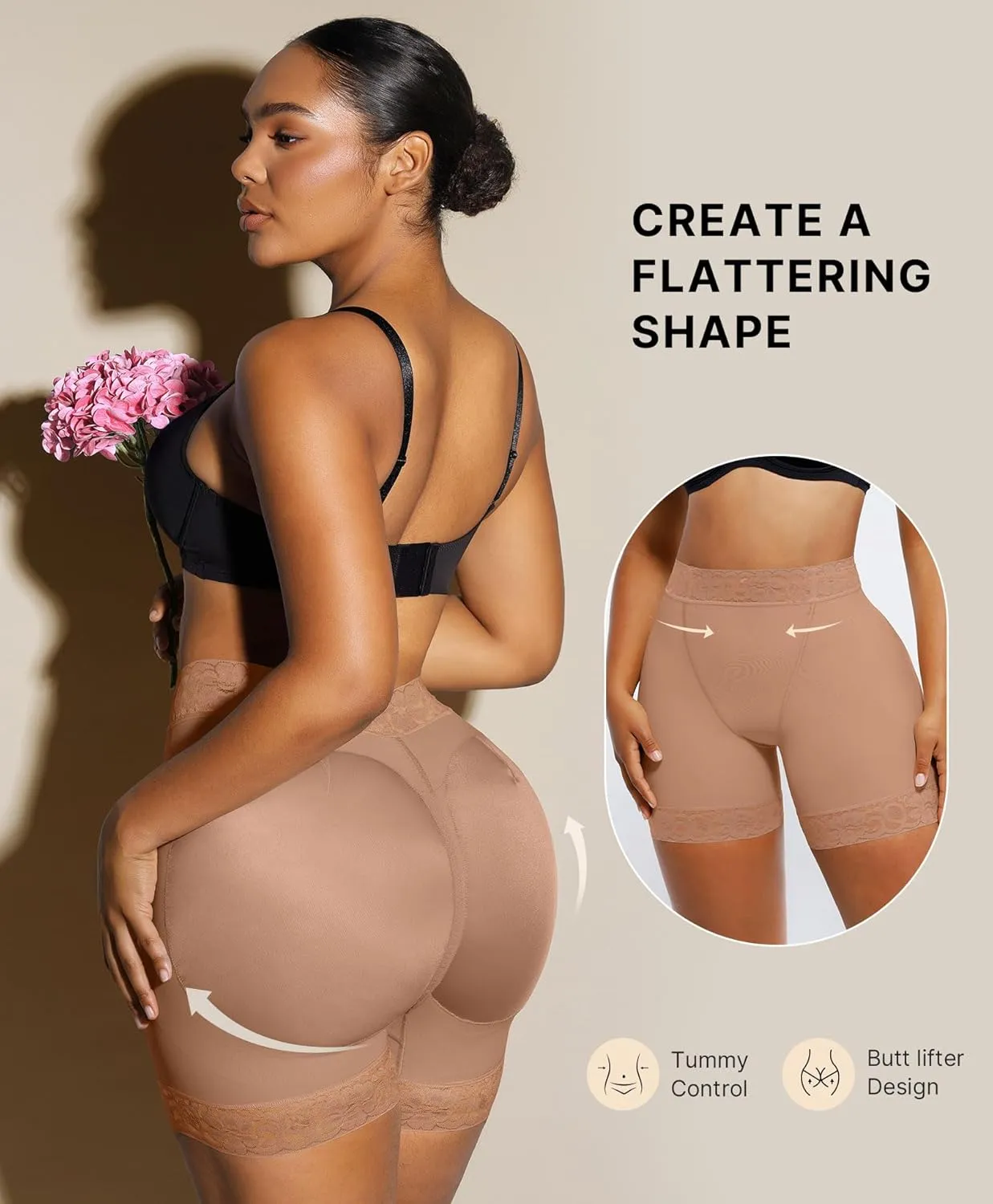 SHAPELLX Butt Lifting Shapewear For Women Tummy Control Faja Shaping Shorts Thigh Slimming Panties Mid Waisted Shaper